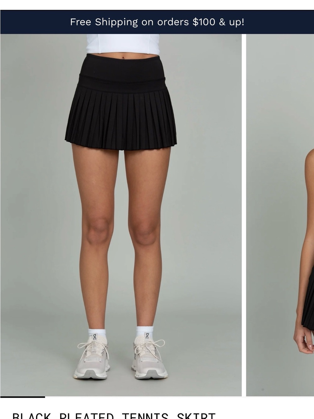 Goldhinge Black Pleated Tennis Skort | Approx XL | Pickleball Athletic
